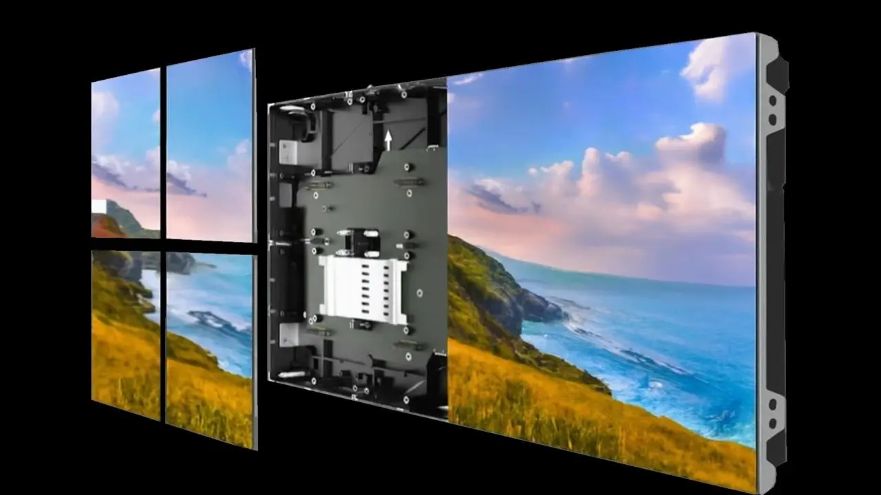 COB LED display wall in a modern broadcast news studio
