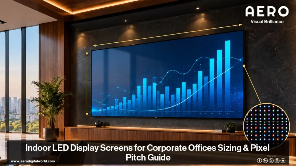 Indoor LED display screen installed in a corporate conference room